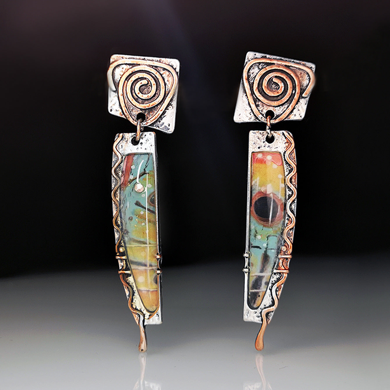 Wholesale Vintage Stained Glass Metal Earrings
